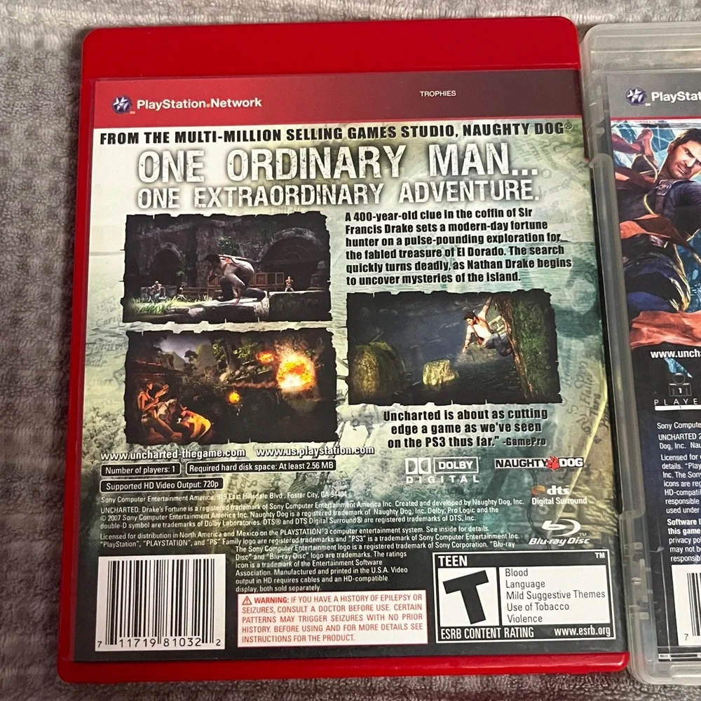 Uncharted PS3 Game Collection by Naughty Dog 3 Discs 1, 2, &3 EUC PlayStation